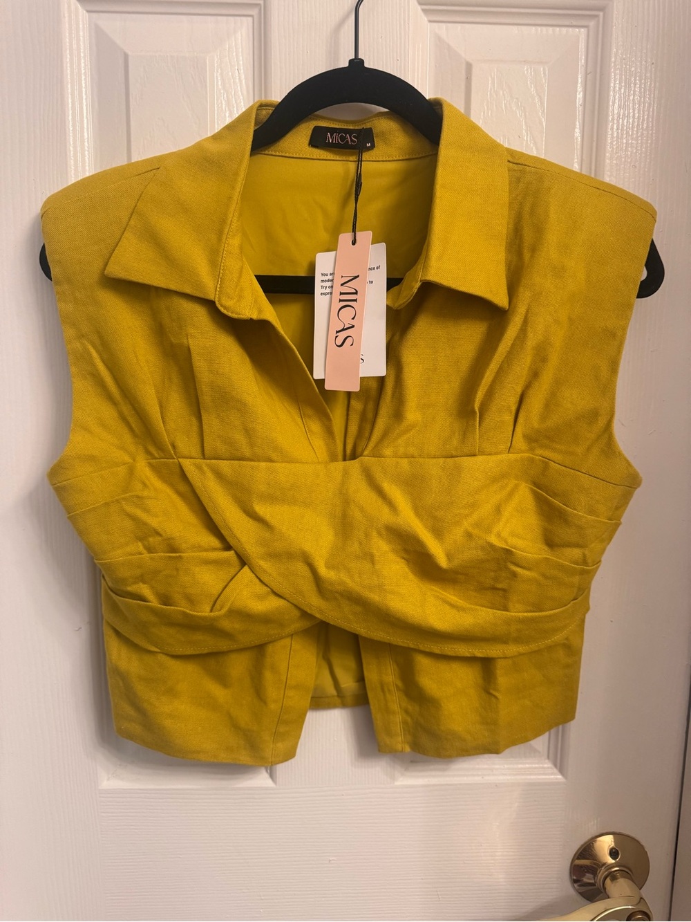 NWT MICAS Linen Crossed Ruched Tank Top